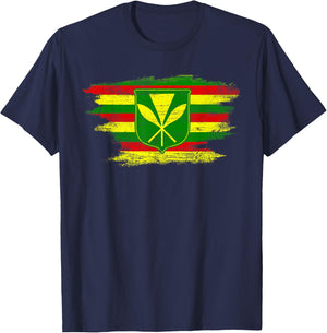 Kanaka Maoli Hawaiian Flag Pride Distressed Sovereign Gifts T-Shirt - T-Shirt | Navy