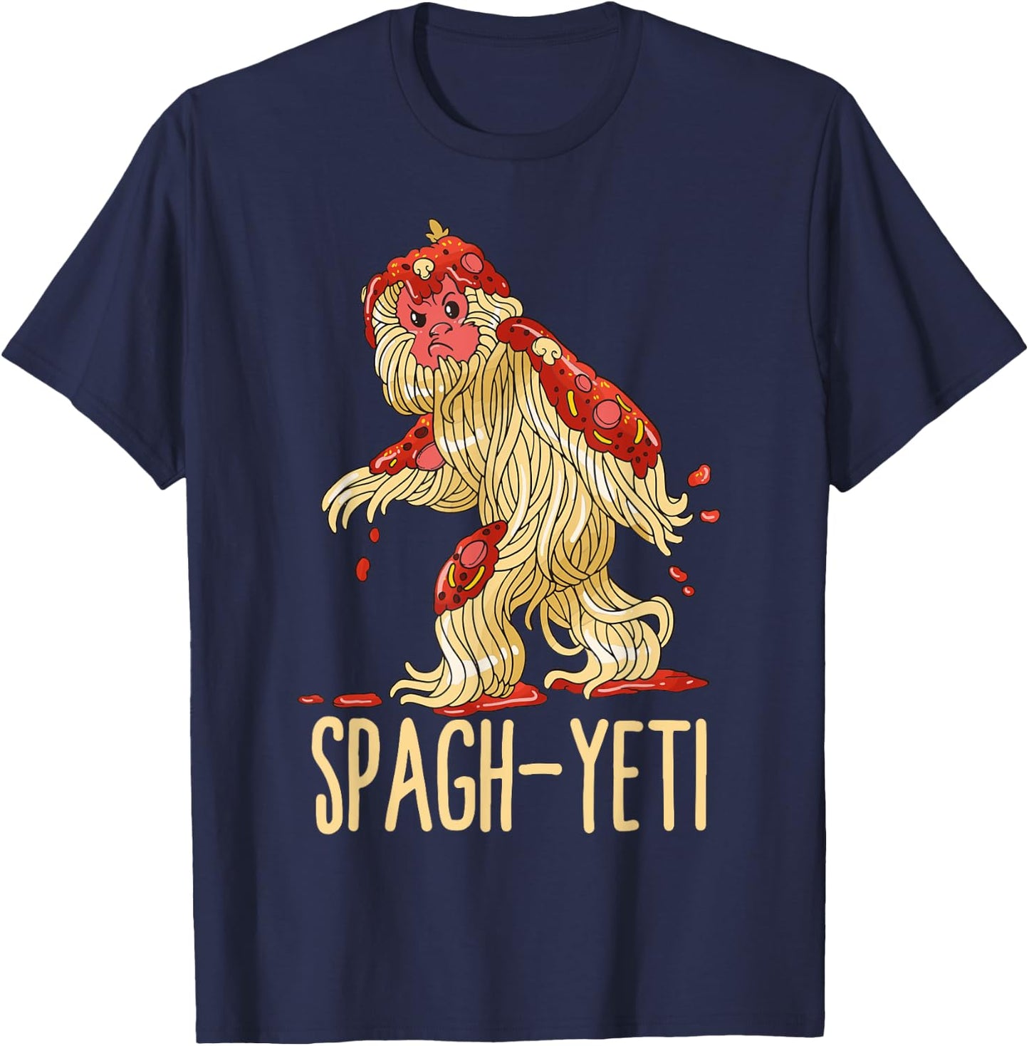 Spag-Yeti Spaghetti Spagyeti Funny Ramen Noodle Pasta T-Shirt - T-Shirt | Navy