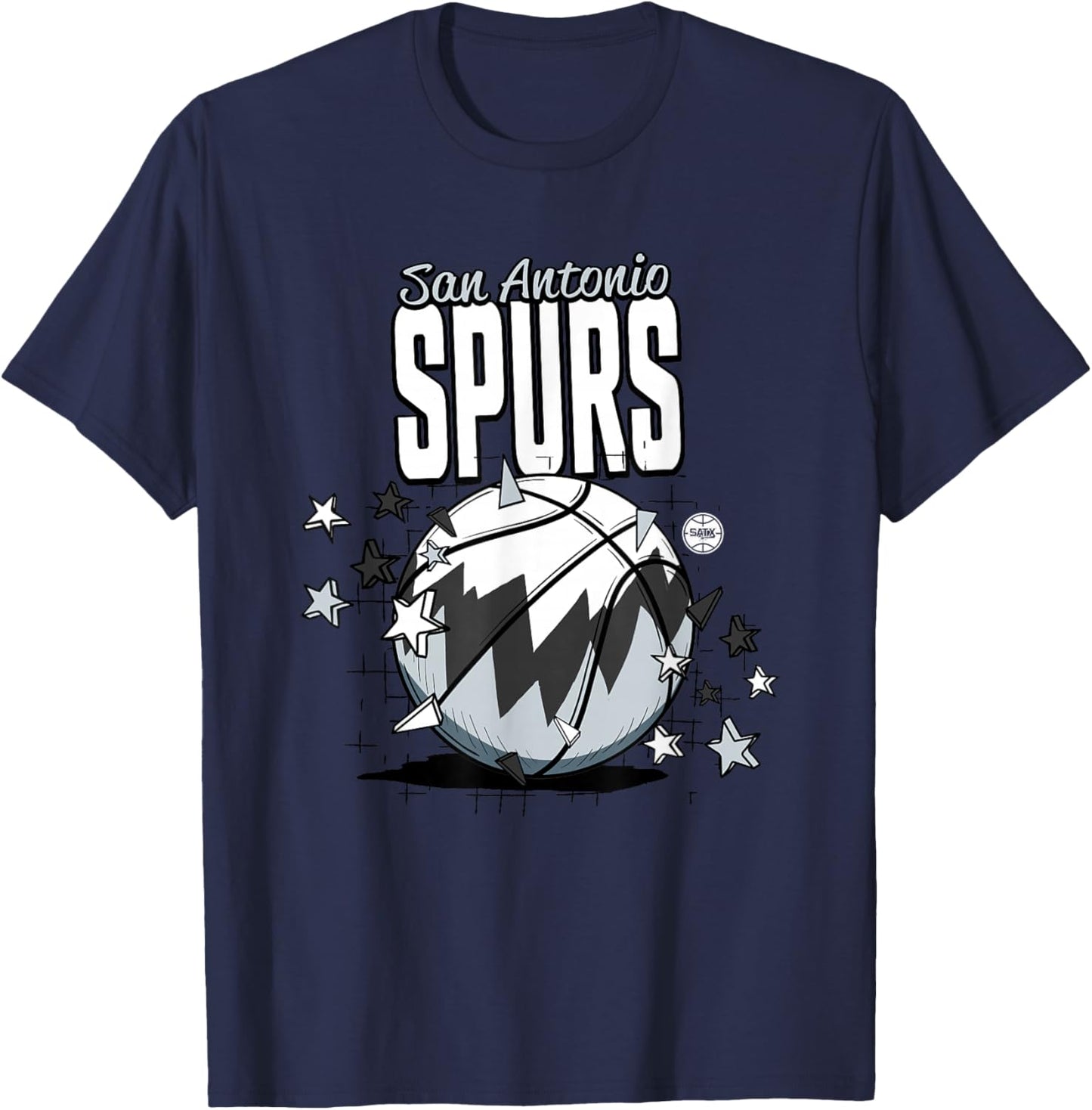 NBA San Antonio Spurs Basketball Doodle Stars T-Shirt - T-Shirt | Navy