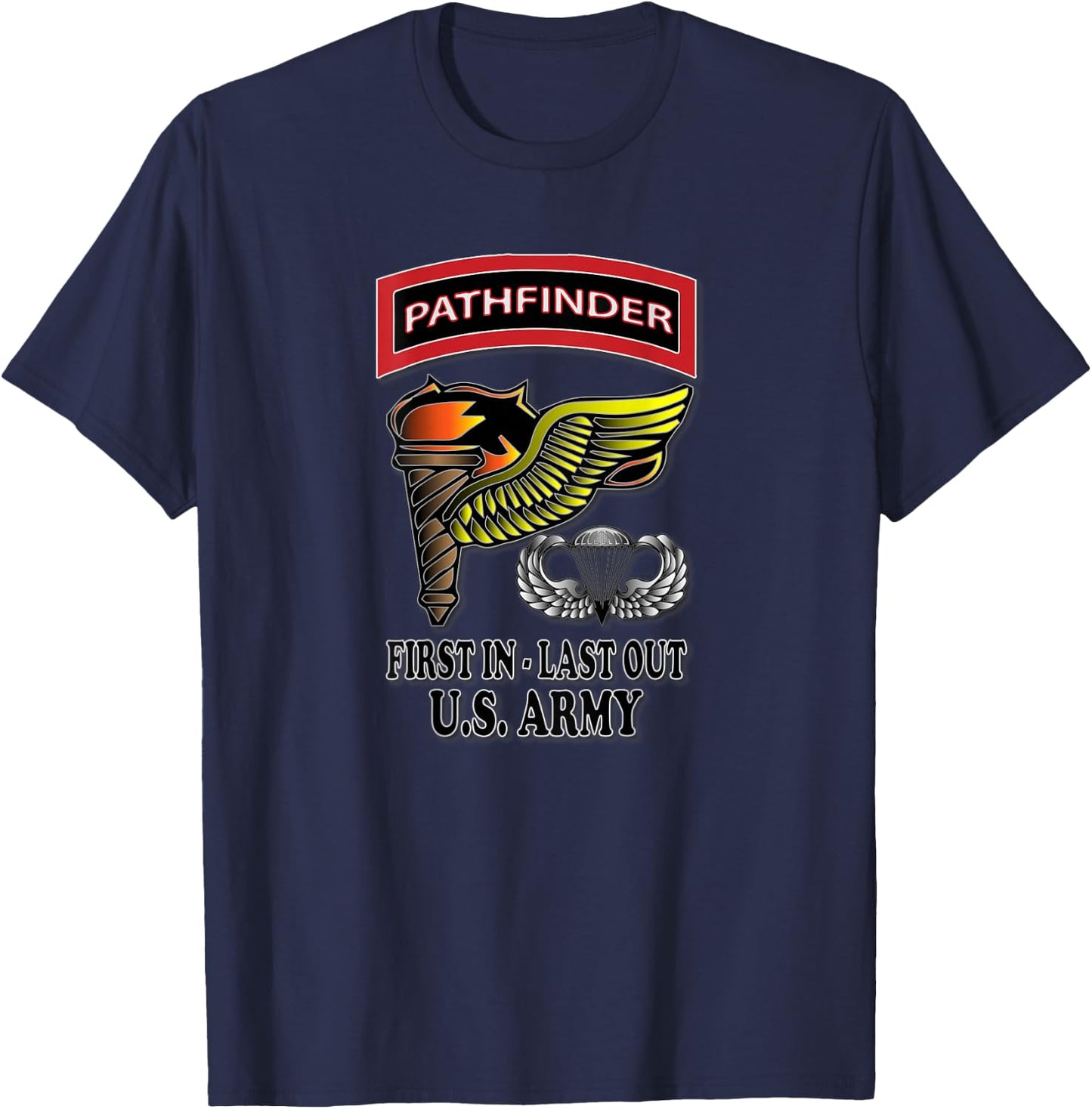 Relaxed Lifestyle Products U.S. Army Pathfinder - Men's Black Classic Fit Short Sleeve Cotton Blend - Small T-Shirt - T-Shirt | Navy