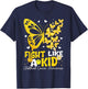 Fight Like Kids Childhood Cancer Awareness Ribbon Boys Girls T-Shirt - T-Shirt | Navy