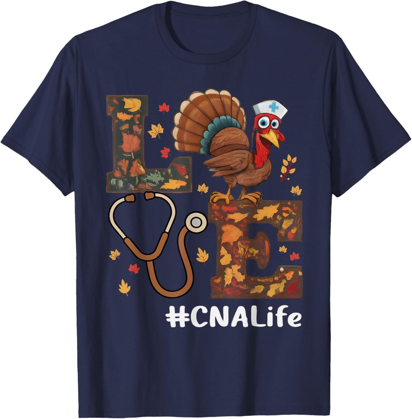 Love Nurse Thanksgiving Cna Certified Nursing Assistant T-Shirt - T-Shirt | Navy