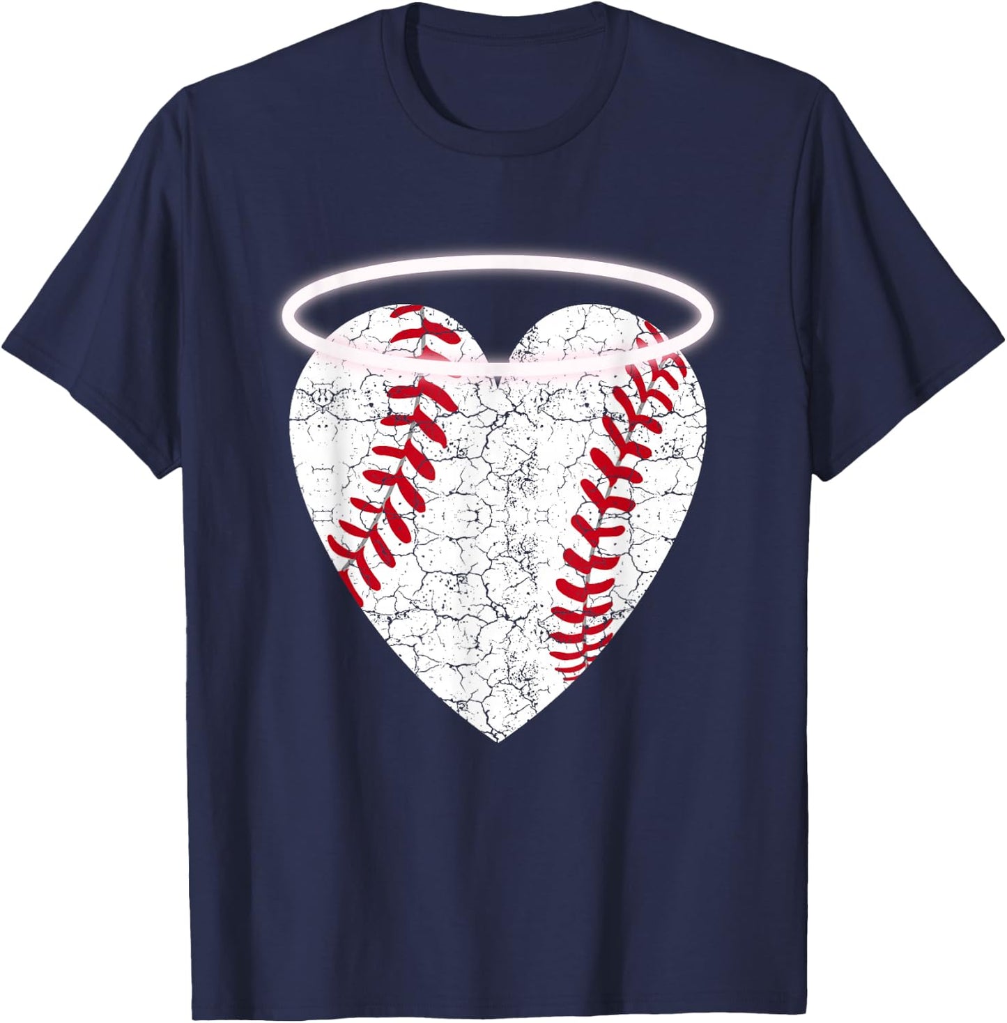 Vintage Angel Baseball Heart with Halo T-Shirt - T-Shirt | Navy