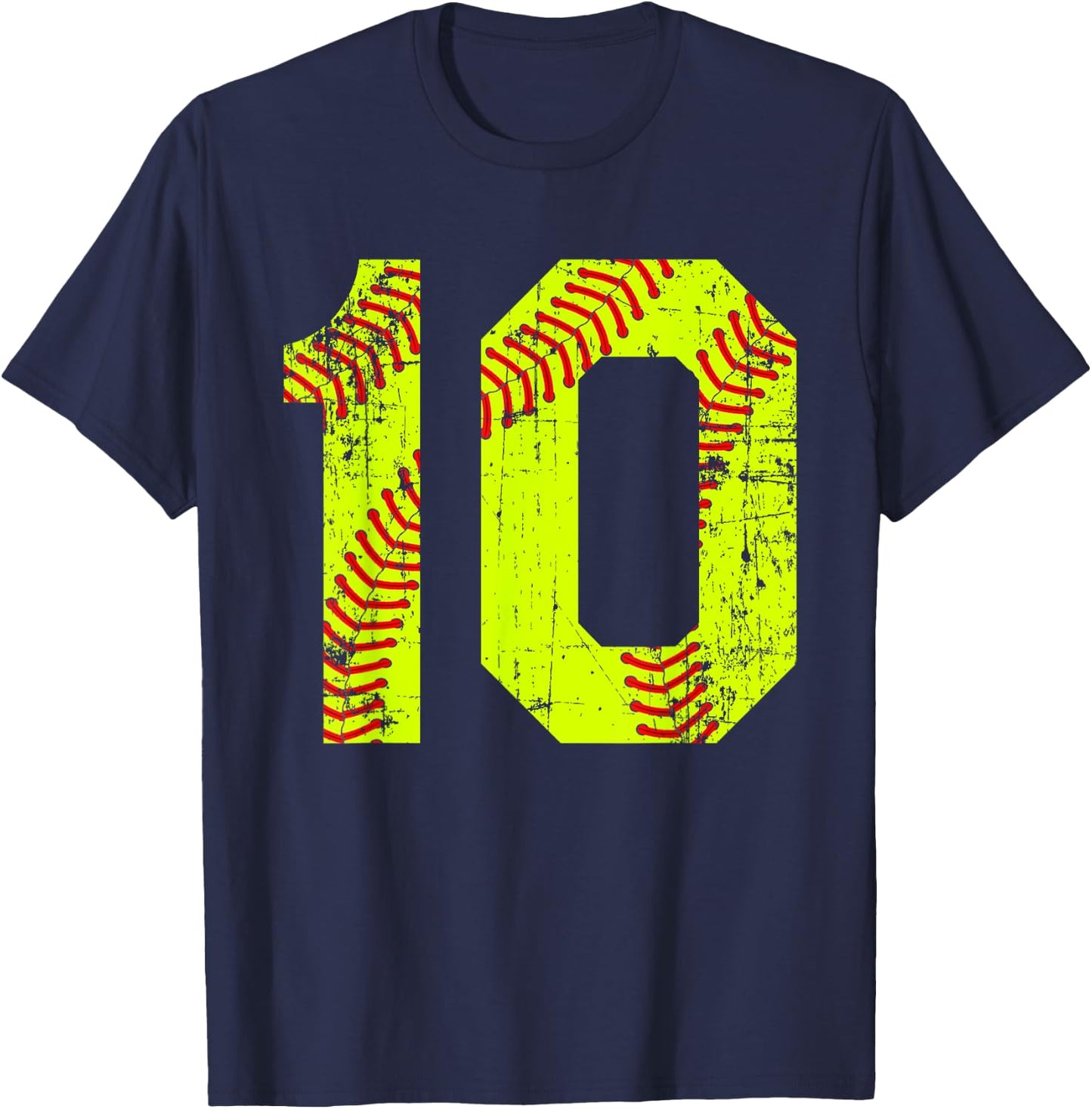 Vintage Softball 10 Jersey Number T-Shirt - T-Shirt | Navy