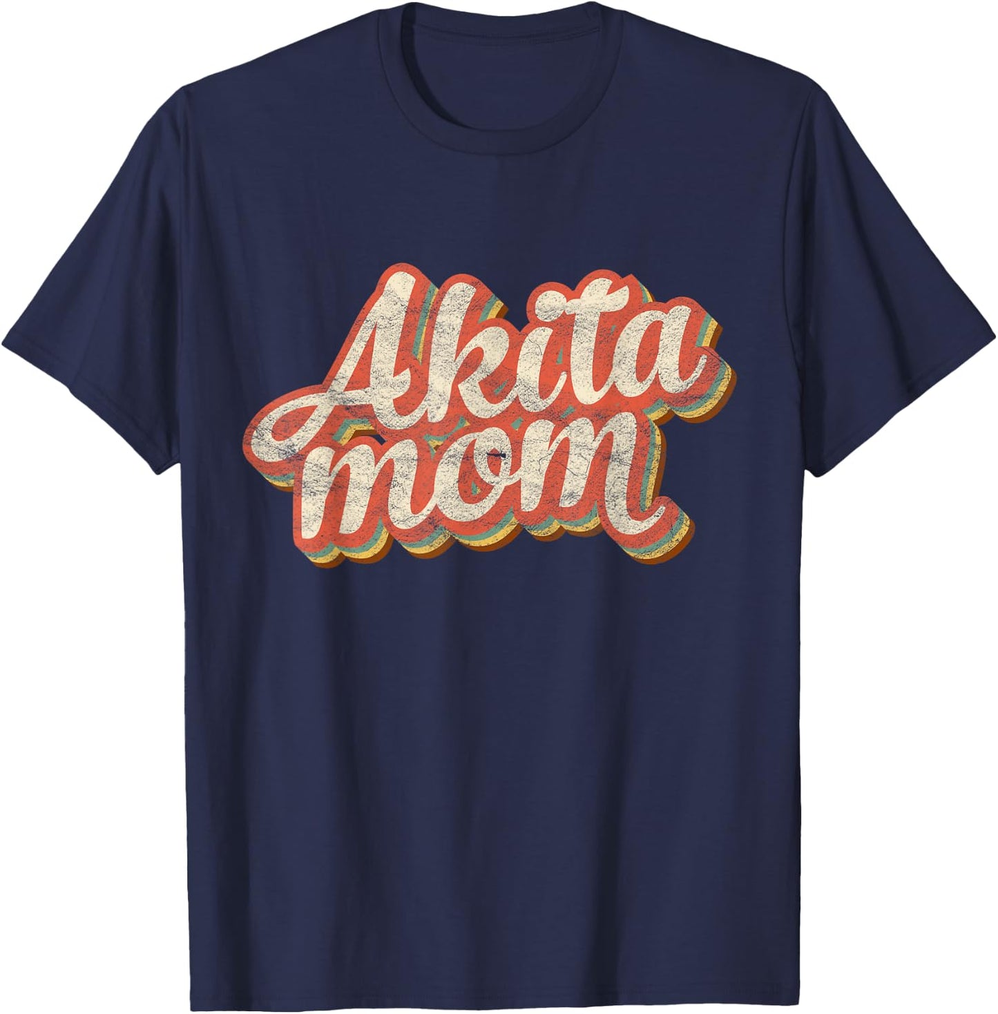 Vintage Akita Mom Gift Akita Mother Dog Lover Pet Mama Men Women Girls Kids T-Shirt - T-Shirt | Navy