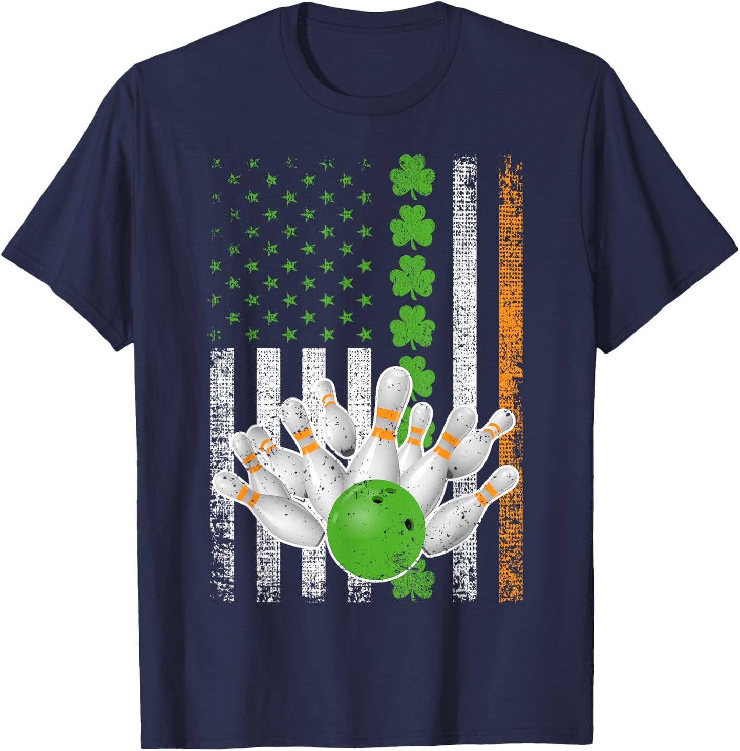 Irish American Flag Lucky Bowling St Patrick's Day Kids Men T-Shirt - T-Shirt | Navy