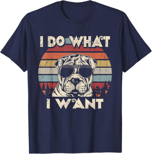 I do what I want funny Shar Pei Vintage Retro T-Shirt - T-Shirt | Navy