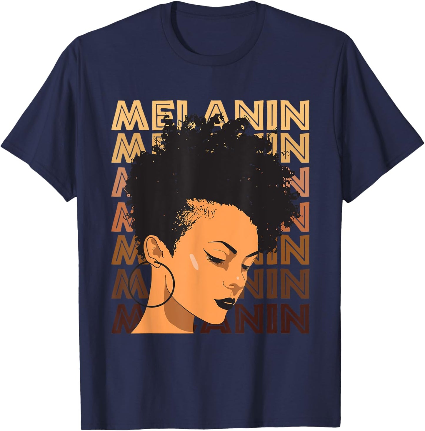 Black Strong Girl Afro Love Melanin African American Women T-Shirt - T-Shirt | Navy