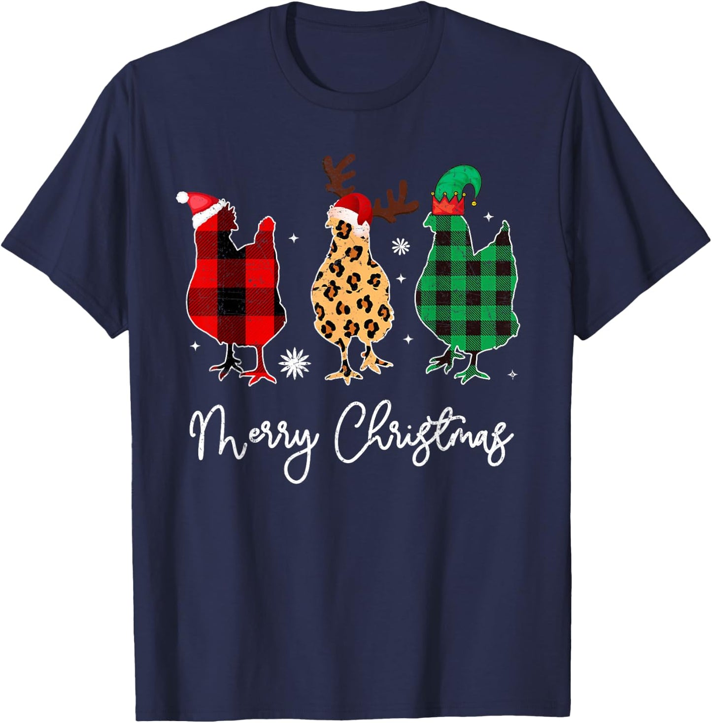Merry Christmas Chickens T-Shirt - T-Shirt | Navy