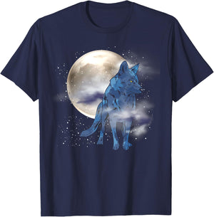 Howling Predator Animal Lover Forest Full Moon Wolf T-Shirt - T-Shirt | Navy