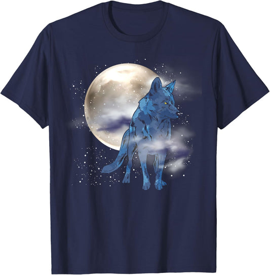 Howling Predator Animal Lover Forest Full Moon Wolf T-Shirt - T-Shirt | Navy