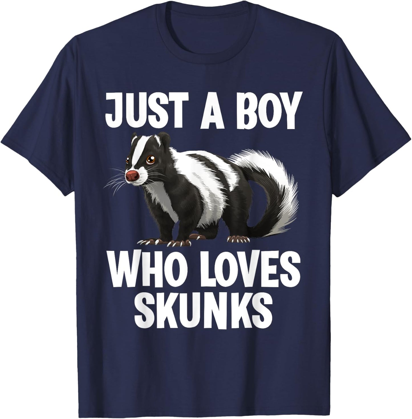 Cute Skunk Design Boys Zoo Wild Animal Skunk Lovers T-Shirt - T-Shirt | Navy