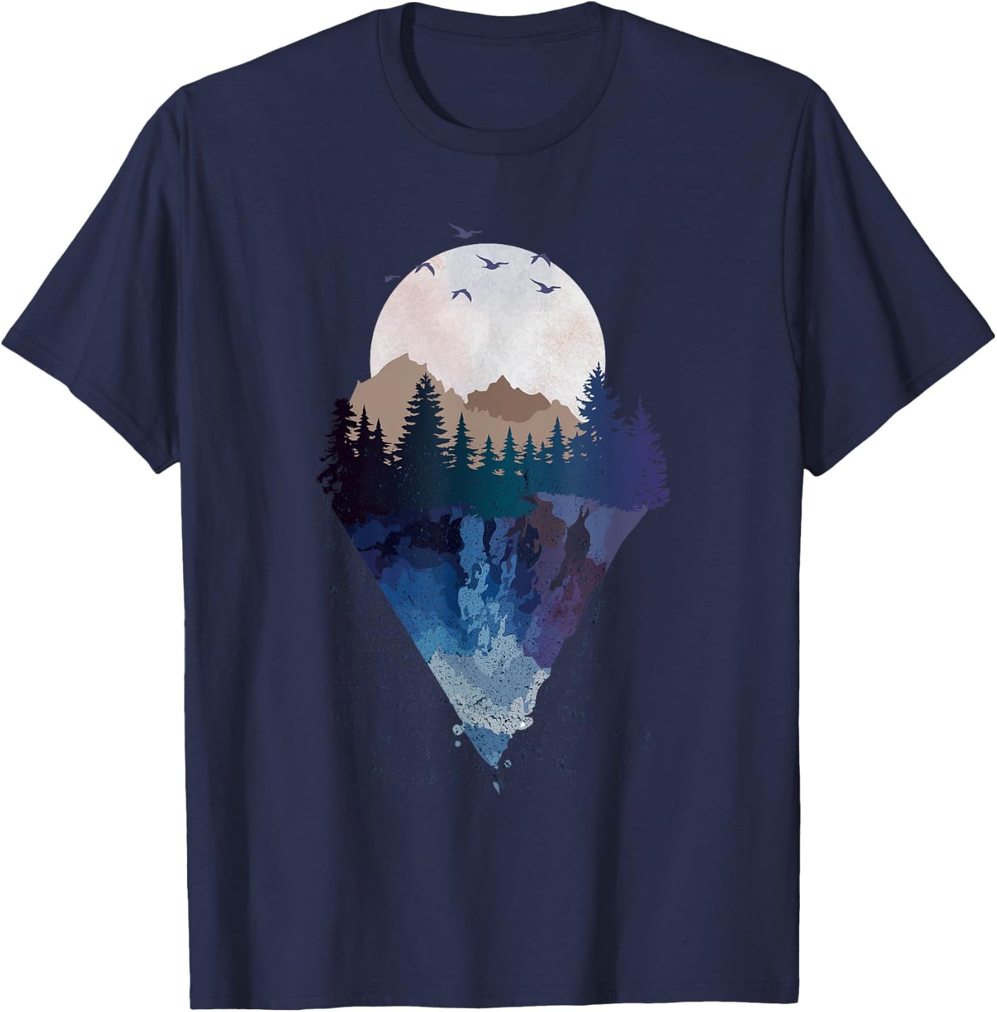 Funny Geometric Mountain Abstract Geometry Outdoor Gifts T-Shirt - T-Shirt | Navy