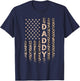 Daddy American Flag USA Leopard Print Dad T-Shirt - T-Shirt | Navy