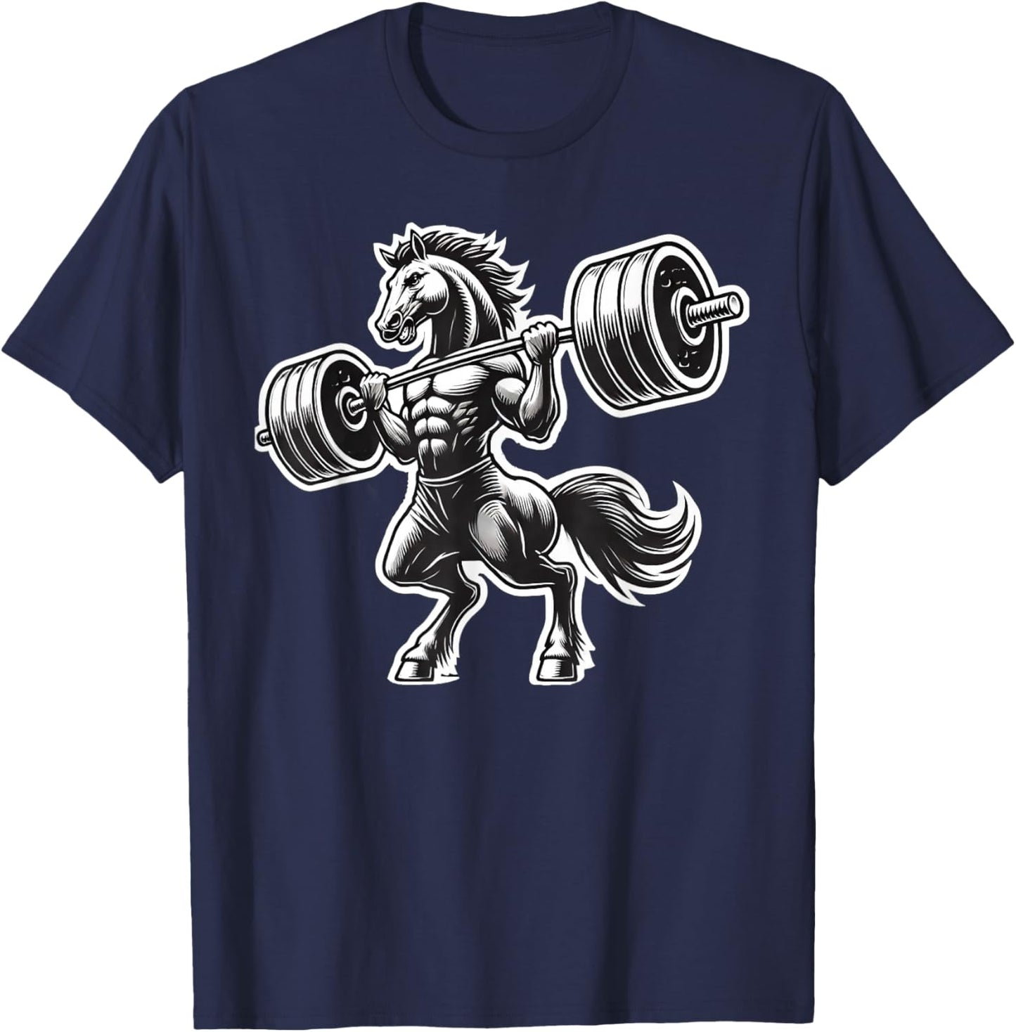 Horse Powerlifting Weightlifting Gym Workout T-Shirt - T-Shirt | Navy