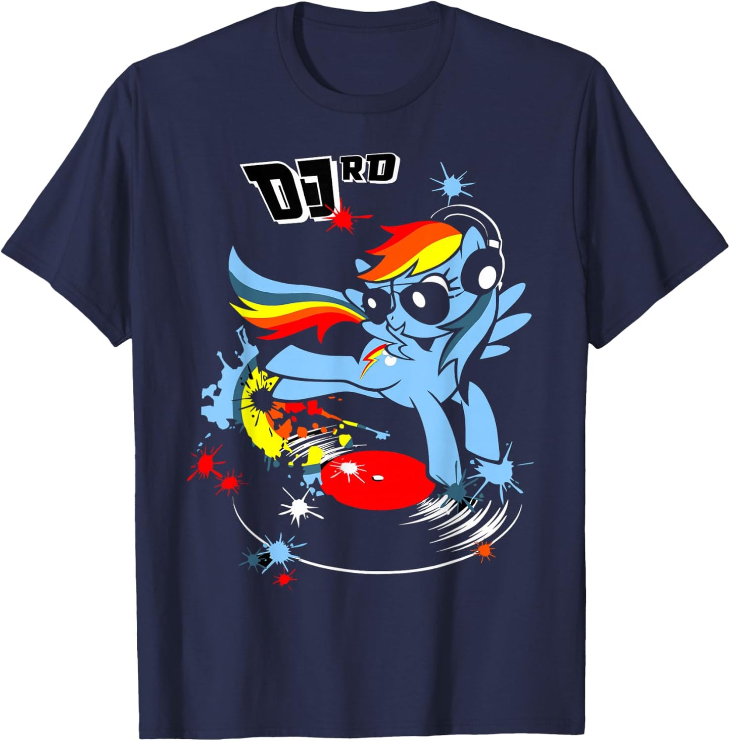 DJ RD Retro Rainbow Dash Fluttershy Rarity T-Shirt - T-Shirt | Navy