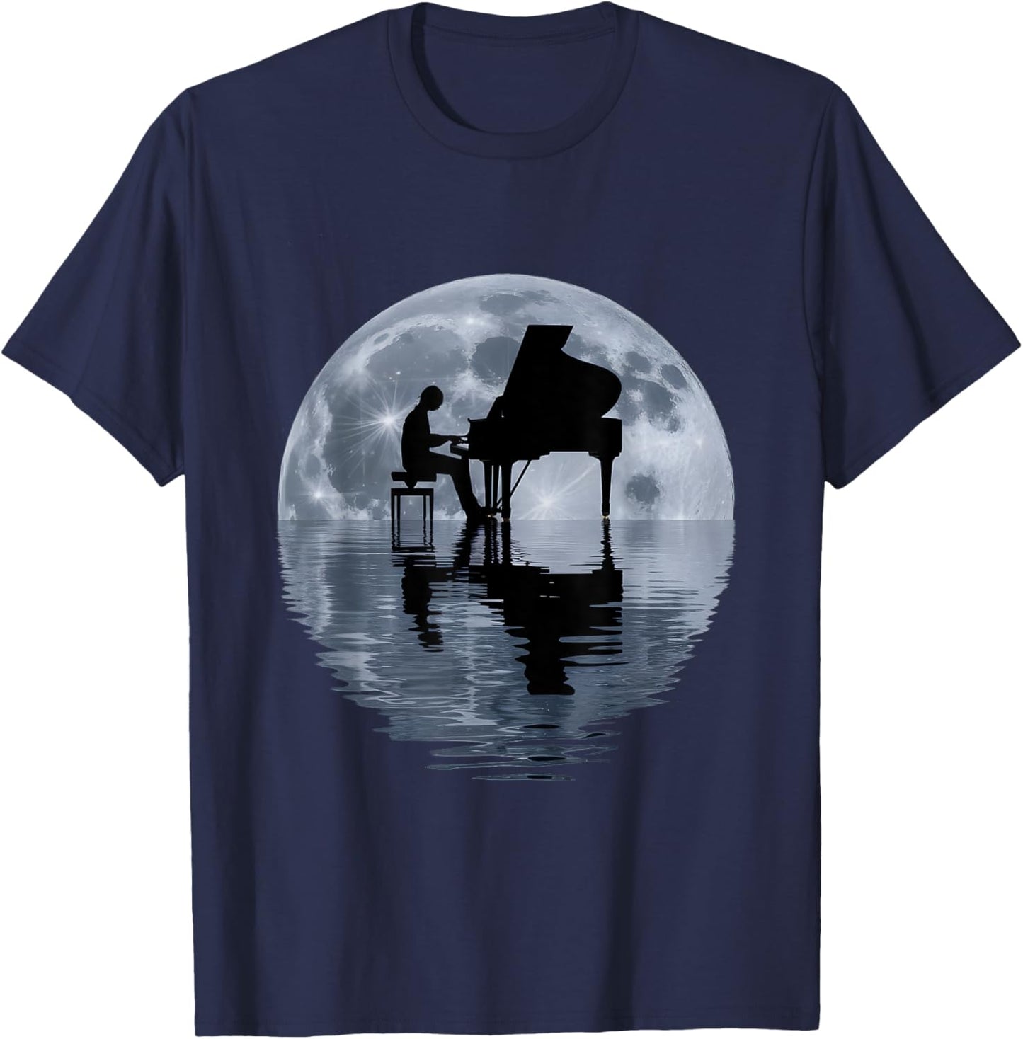 Moonlight Piano Player Pianist Moon T-Shirt - T-Shirt | Navy