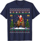 Bison Ugly Xmas Gift Santa Riding Bison Christmas T-Shirt - T-Shirt | Navy