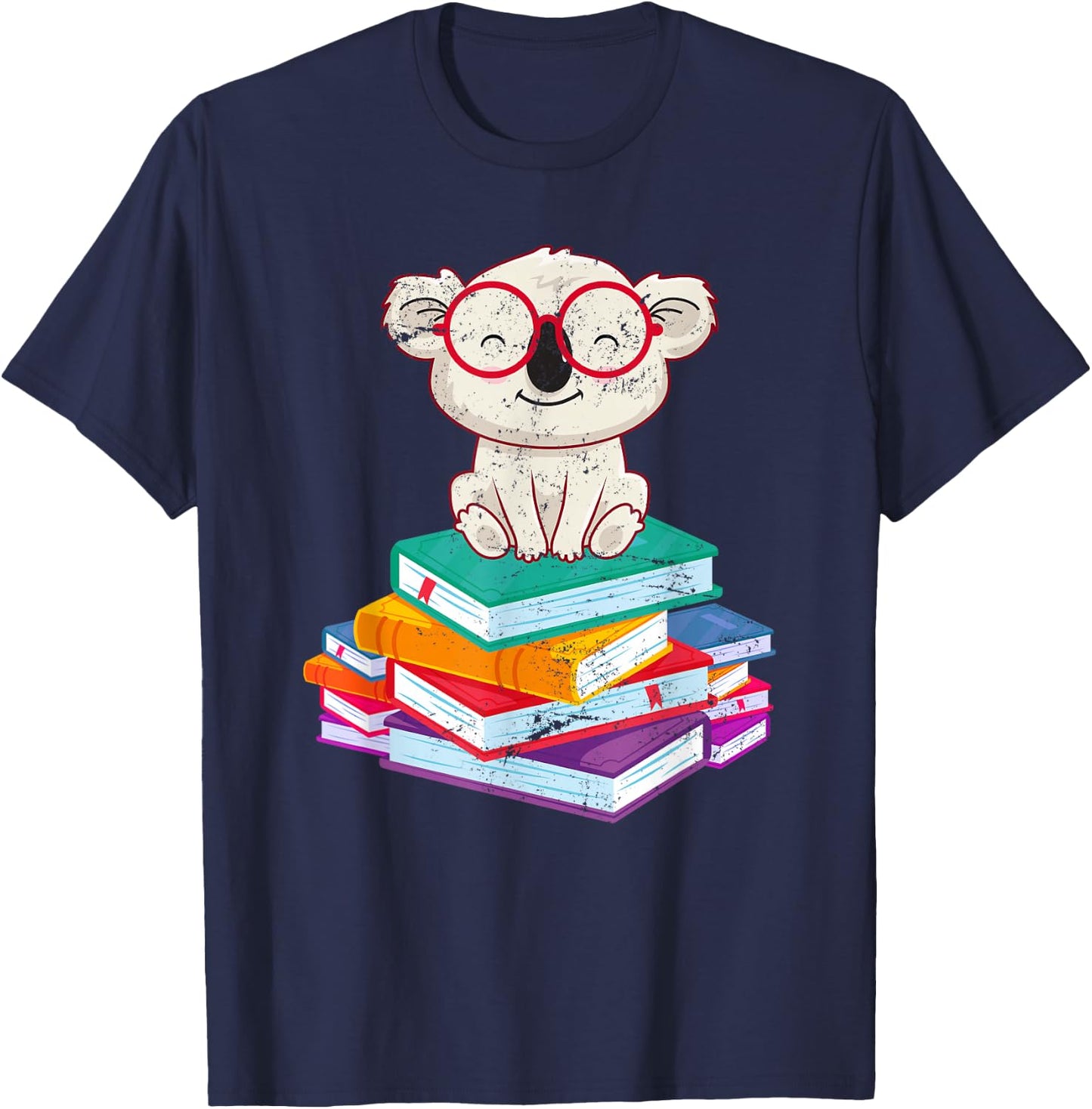 Koala Bear Librarian Reading Books Koala T-Shirt - T-Shirt | Navy