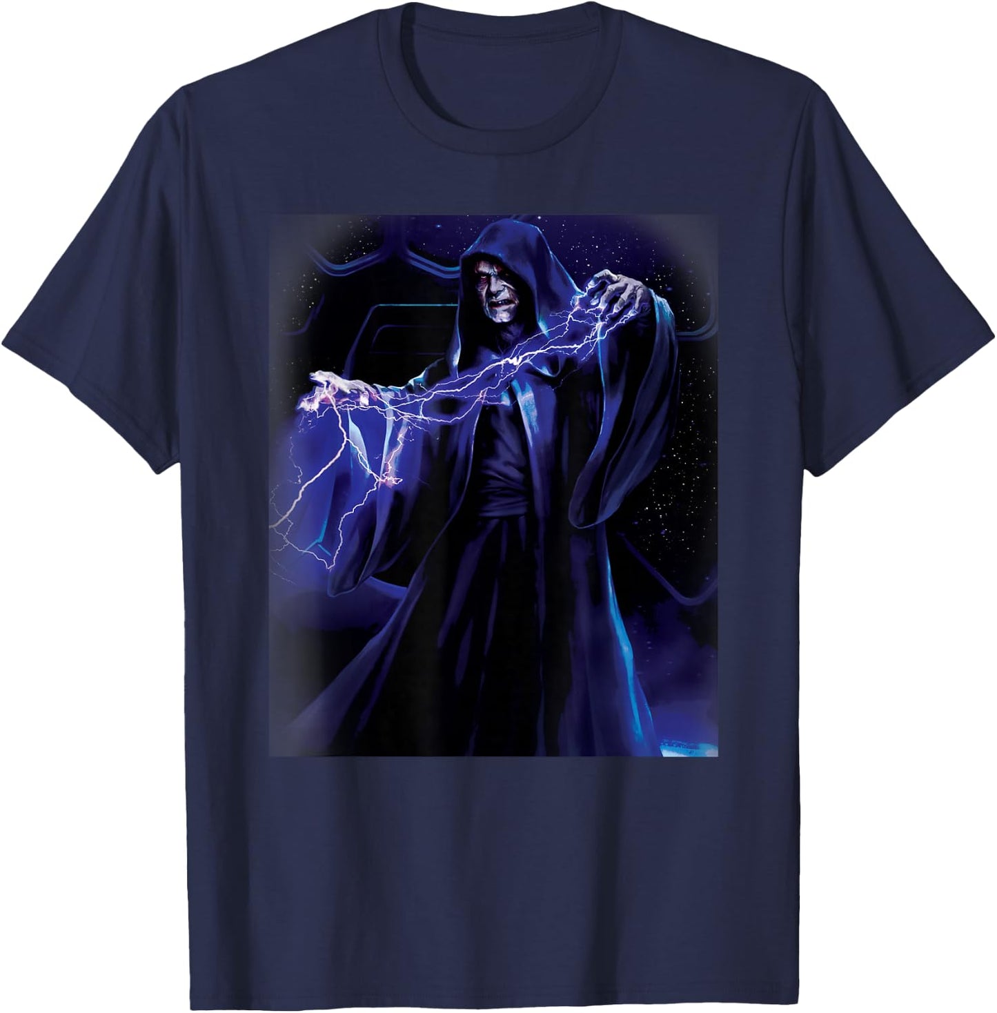 Star Wars Emperor Palpatine Darth Sidious Force Lightning T-Shirt - T-Shirt | Navy