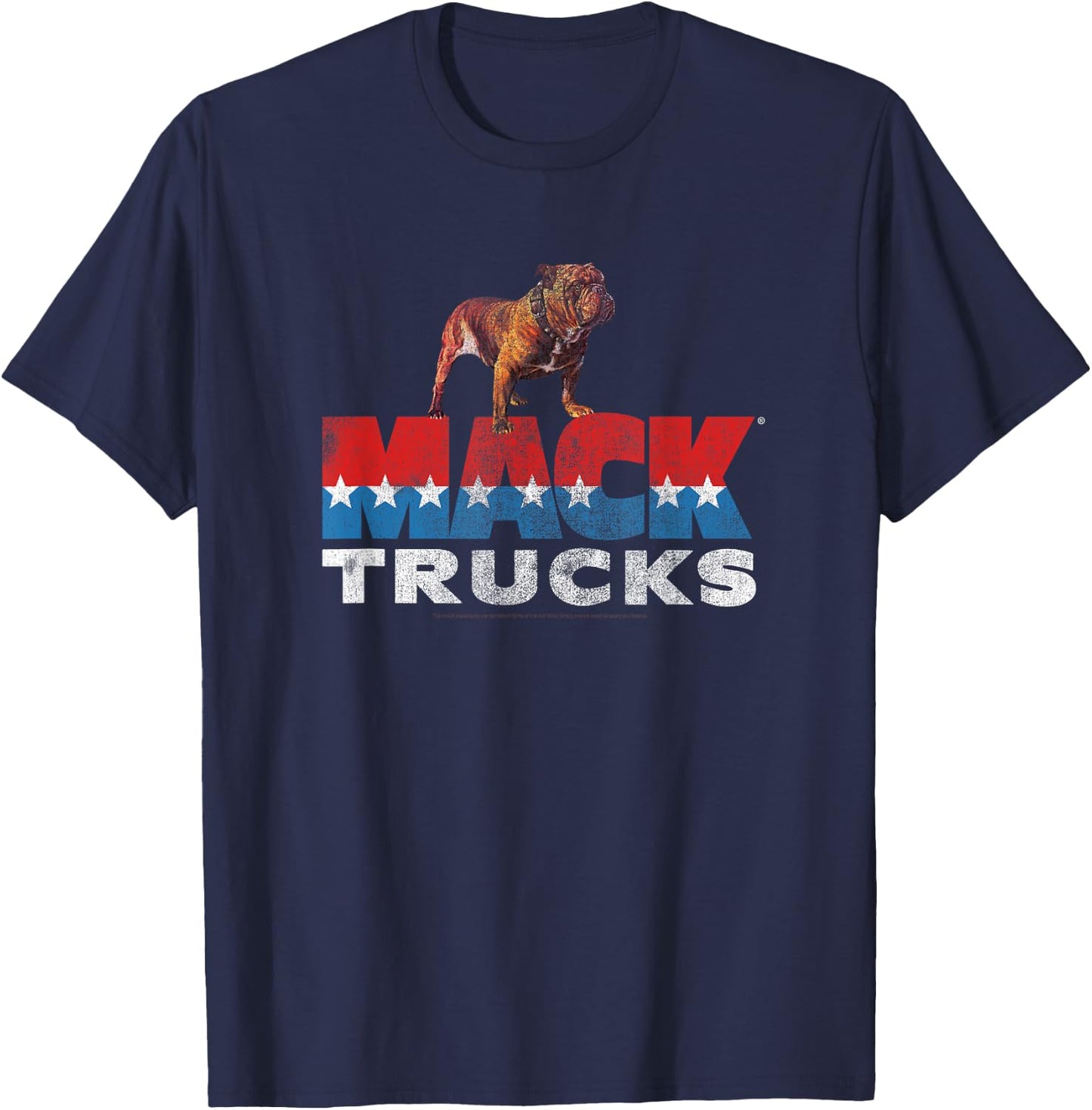 Mack Trucks Retro Mack Logo Distressed T-Shirt - T-Shirt | Navy