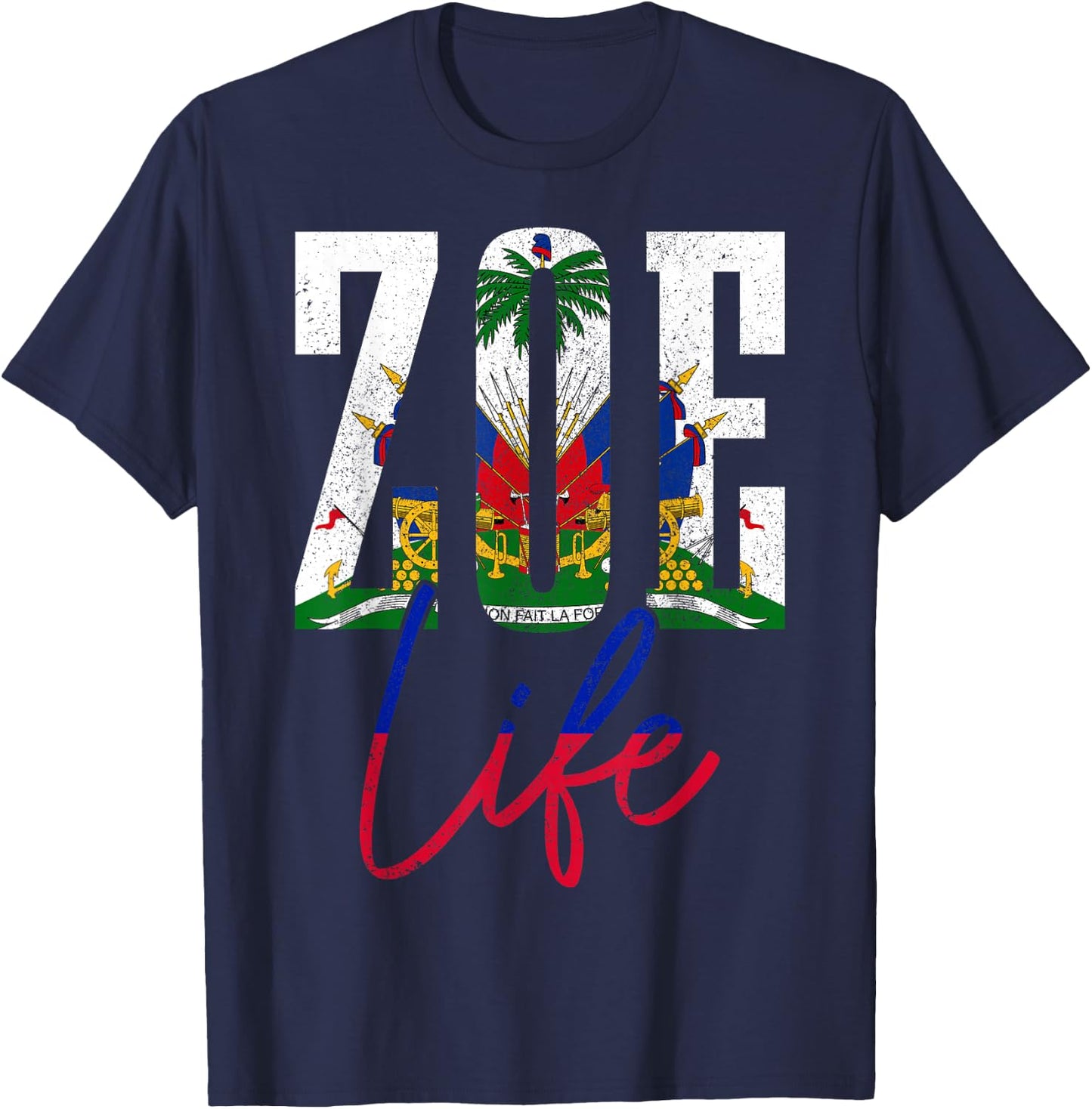 Haiti Zoe Haitian Flag Caribbean Souvenir T-Shirt - T-Shirt | Navy