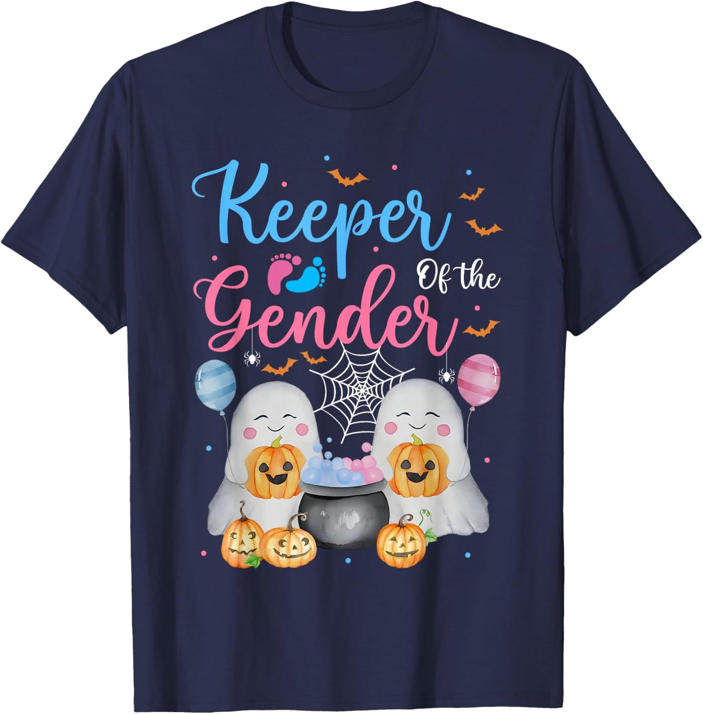 Keeper of the Gender Halloween Shirt Ghost Baby Shower T-Shirt - T-Shirt | Navy