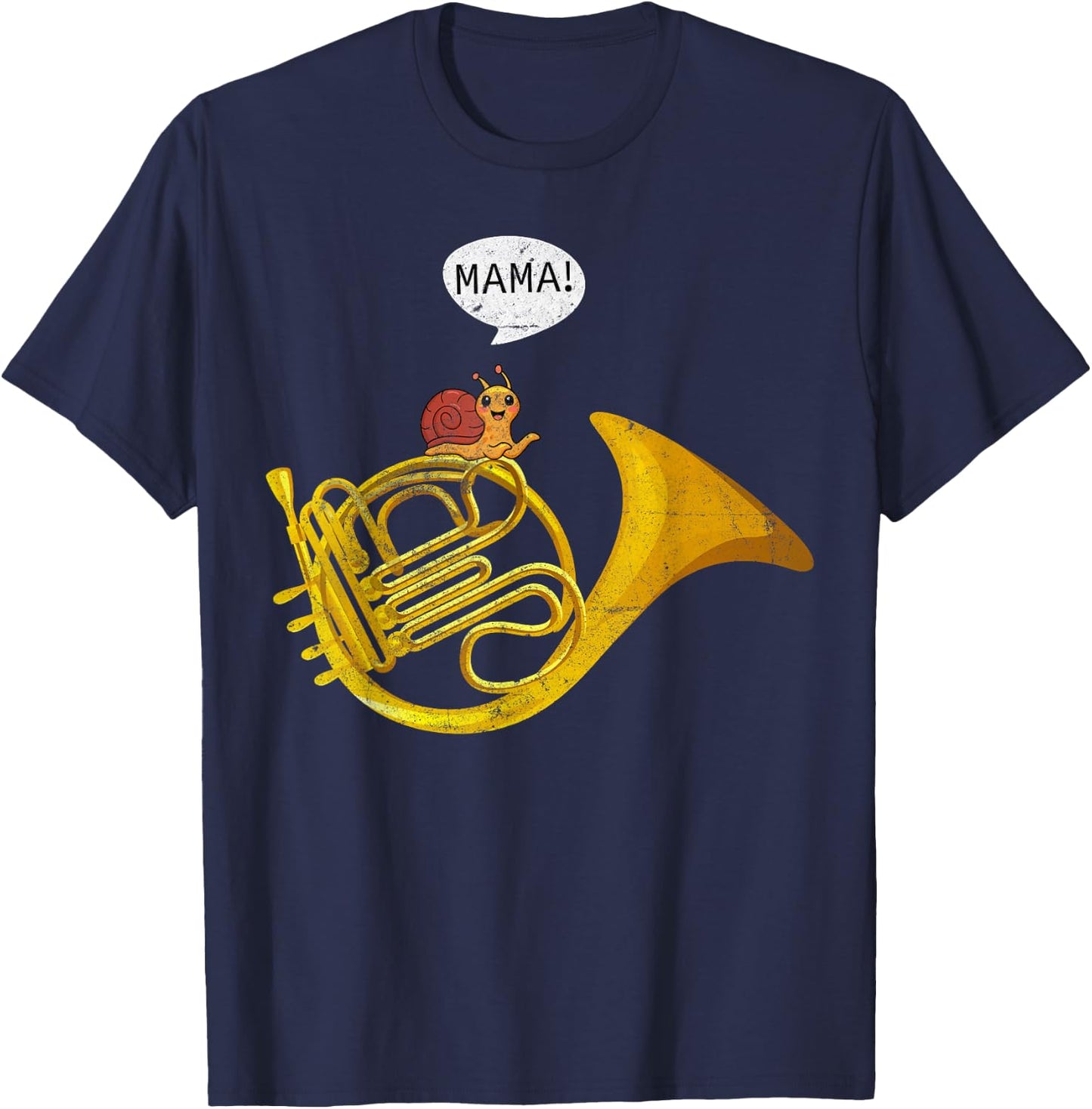 French Horn Player Snail Mama Musical French Hornist T-Shirt - T-Shirt | Navy