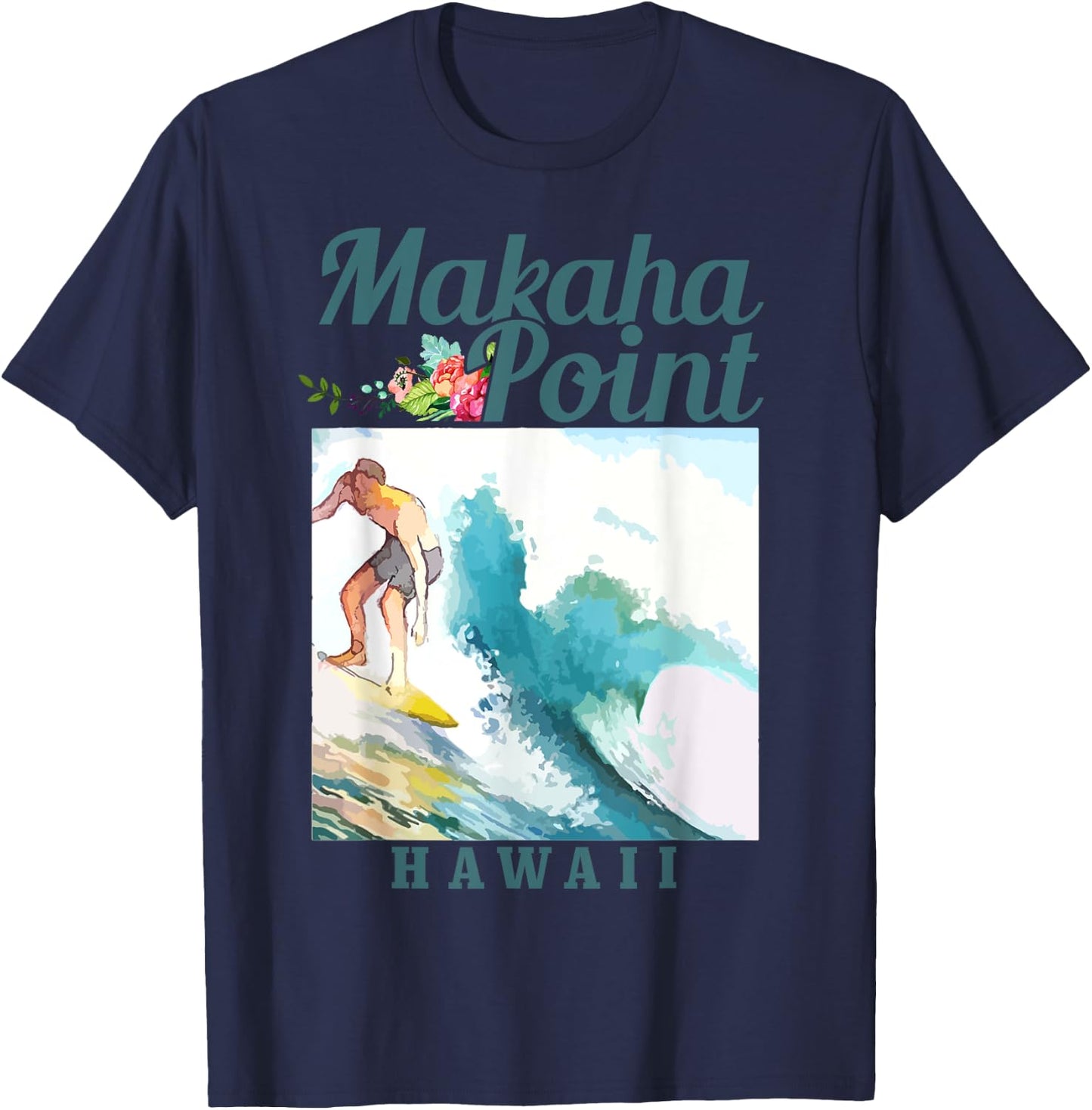 Makaha Point Hawaii Surfing Vintage Surfer T-Shirt - T-Shirt | Navy