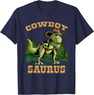 Cool Cowboy Saurus | Funny Western Rodeo Dinosaur Lover Gift T-Shirt - T-Shirt | Navy