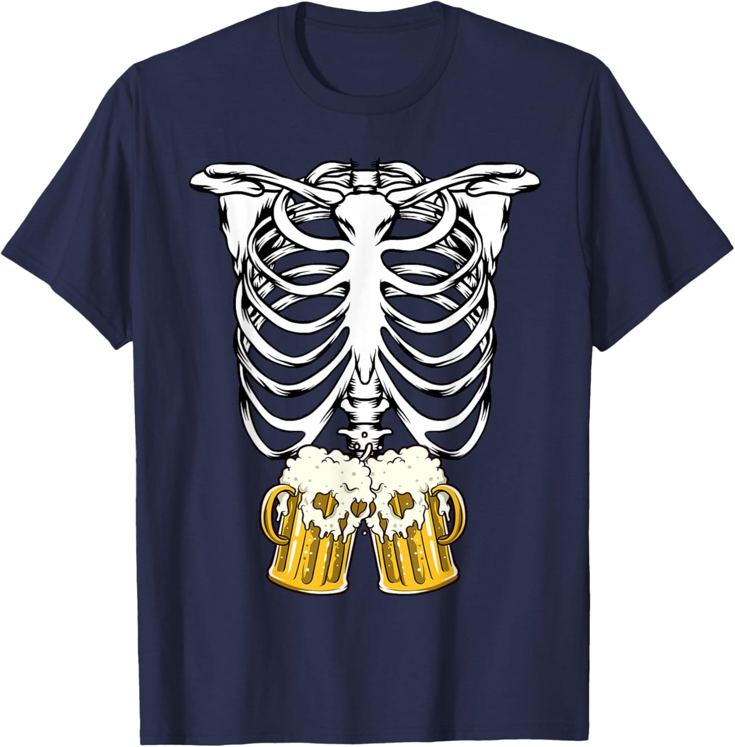 Skeleton Pregnancy Belly Of Beer X-ray Halloween Costume T-Shirt - T-Shirt | Navy