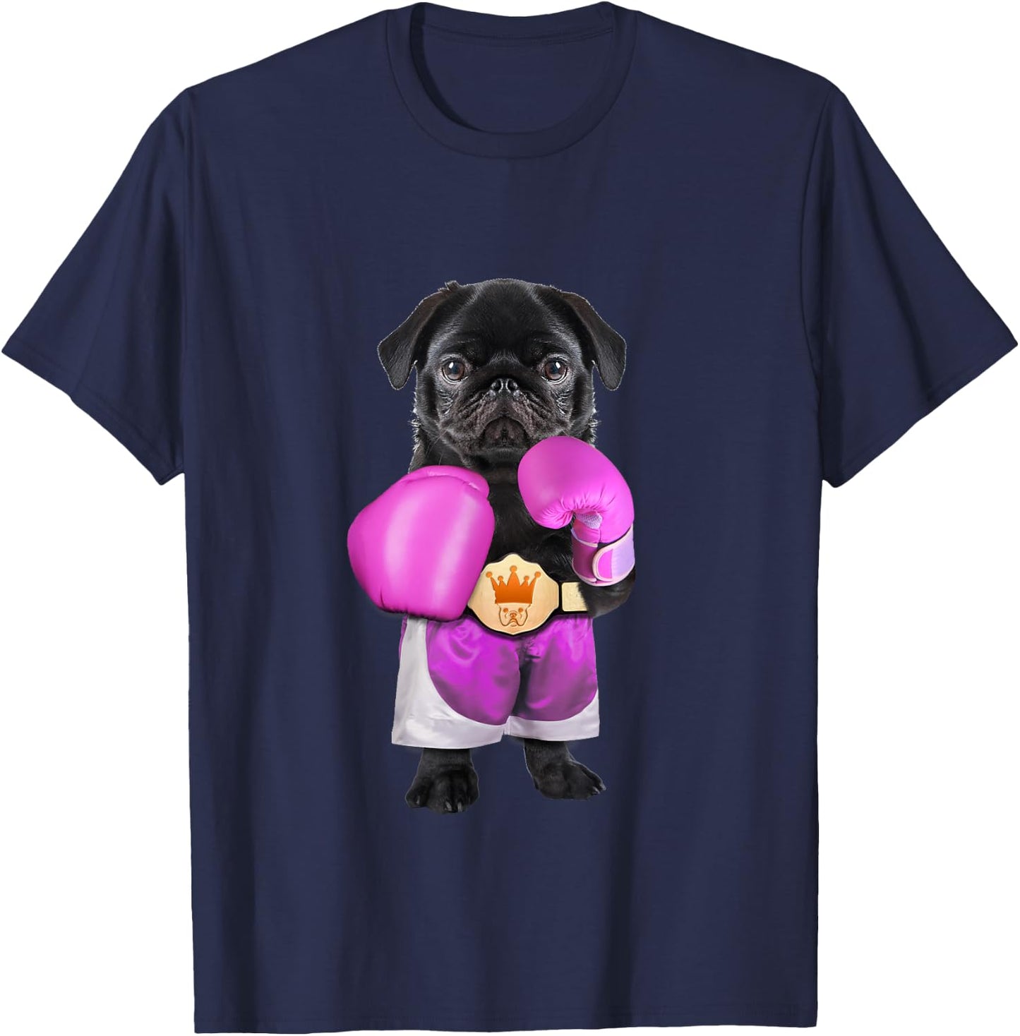 Pug dog Boxing Funny Fitness Gym Workout T-Shirt - T-Shirt | Navy