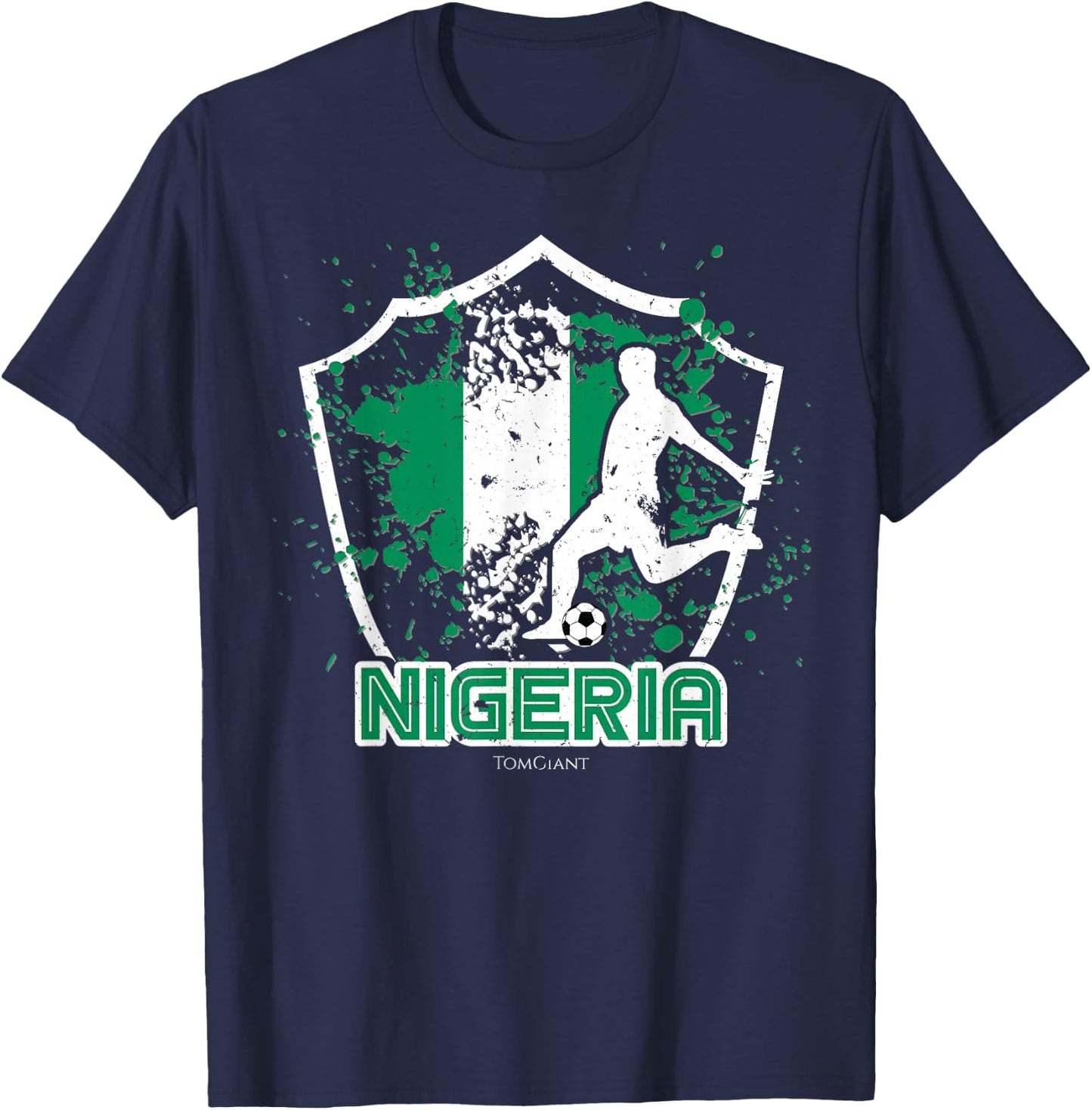 Soccer Football Nigeria Nigerian World National Game Gift T-Shirt - T-Shirt | Navy
