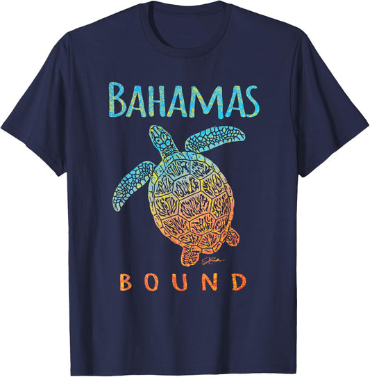 JCombs: Bahamas Bound Sea Turtle, Beach T-Shirt - T-Shirt | Navy