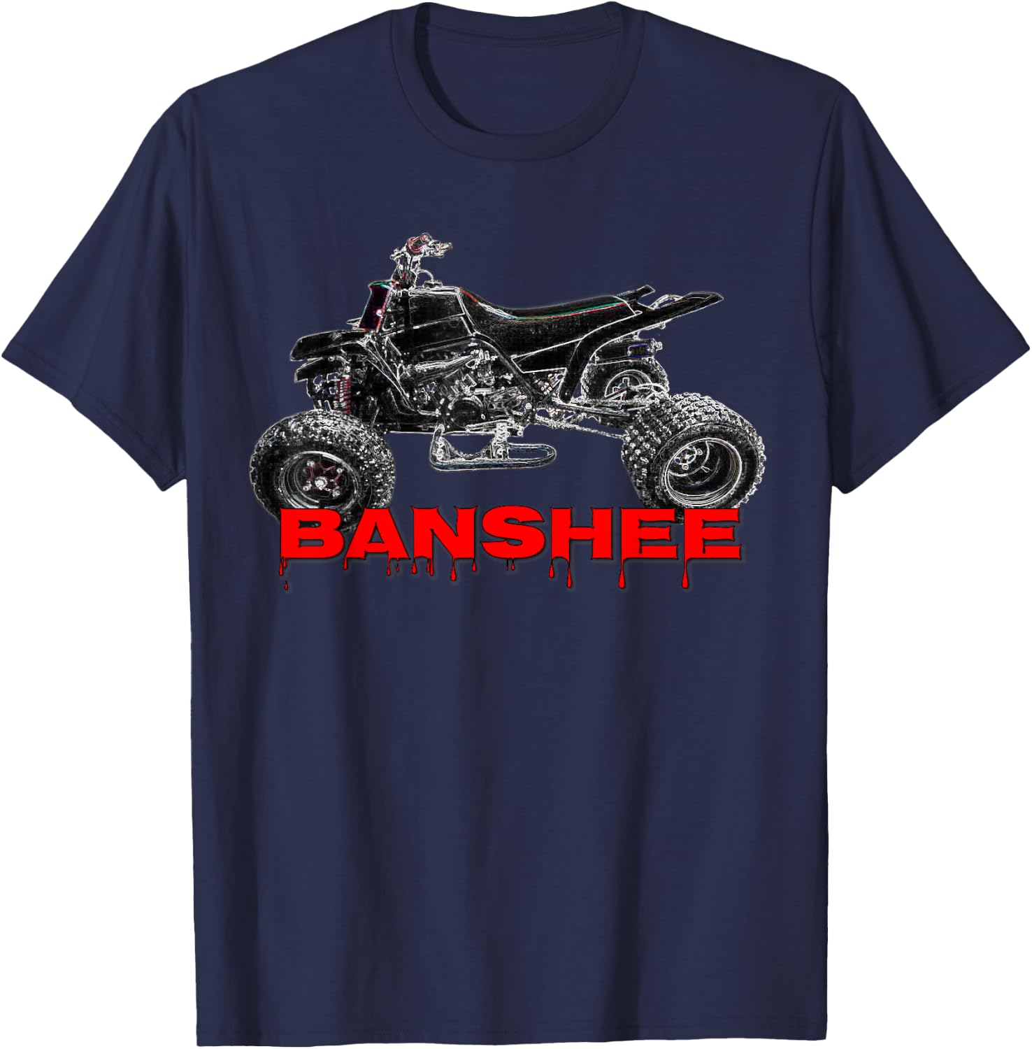 Banshee Quad, ATV, ATC, Vintage, Retro, All Terrain Vehicle T-Shirt - T-Shirt | Navy