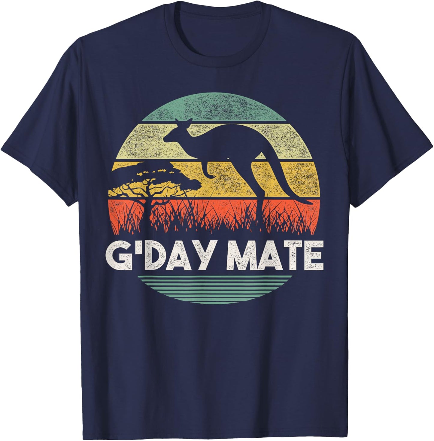 Australia G'Day Mate Shirt Funny Kangaroo Australian Vintage T-Shirt - T-Shirt | Navy