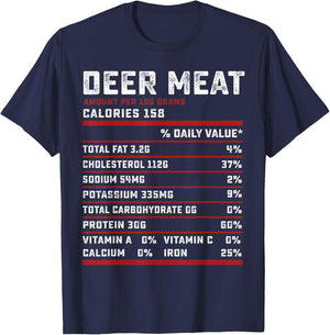 Deer meat Nutrition facts funny thanksgiving hunter gifts T-Shirt - T-Shirt | Navy