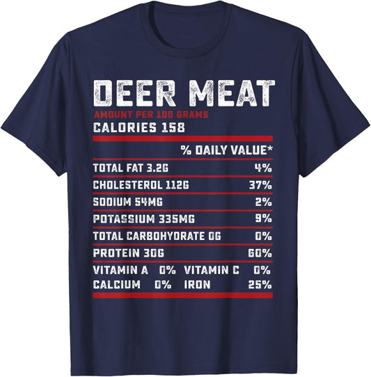 Deer meat Nutrition facts funny thanksgiving hunter gifts T-Shirt - T-Shirt | Navy