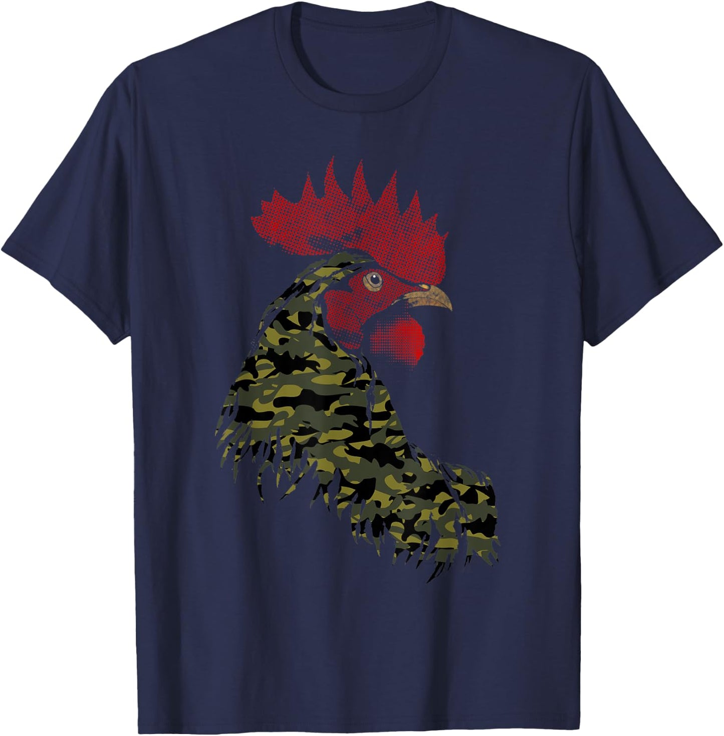 Camo Rooster Camouflage pattern fatigues Military Rooster T-Shirt - T-Shirt | Navy