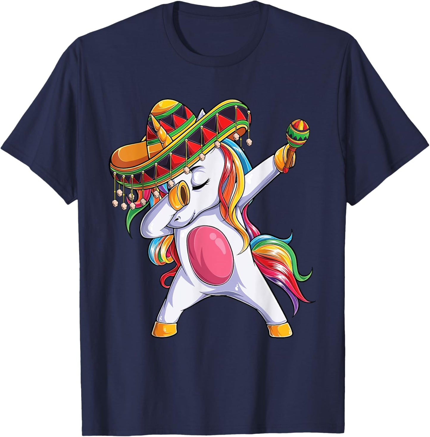 Dabbing Unicorn Cinco de Mayo Kids Girls Women Mexican gift T-Shirt - T-Shirt | Navy
