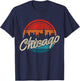 Chicago Illinois Vintage Skyline USA America Souvenir T-Shirt - T-Shirt | Navy