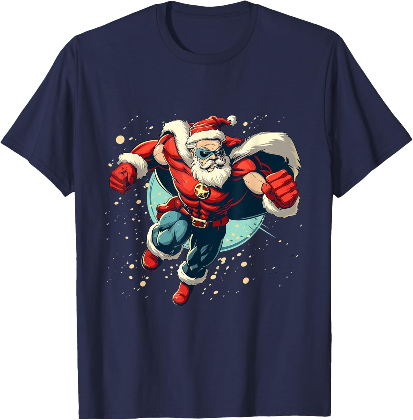 Great Superhero Santa for funny Festive Season T-Shirt - T-Shirt | Navy