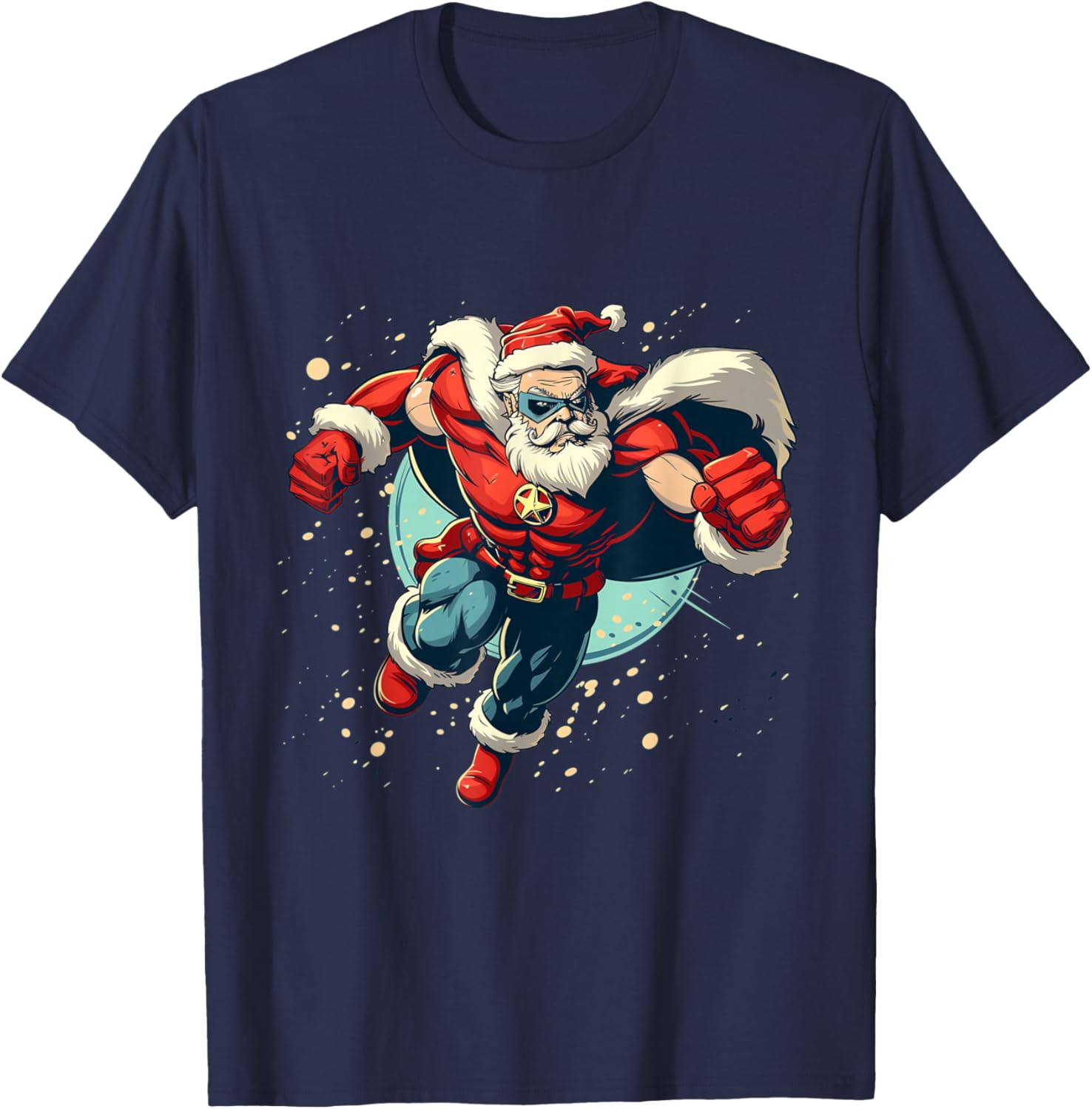 Great Superhero Santa for funny Festive Season T-Shirt - T-Shirt | Navy