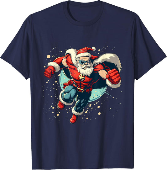 Great Superhero Santa for funny Festive Season T-Shirt - T-Shirt | Navy