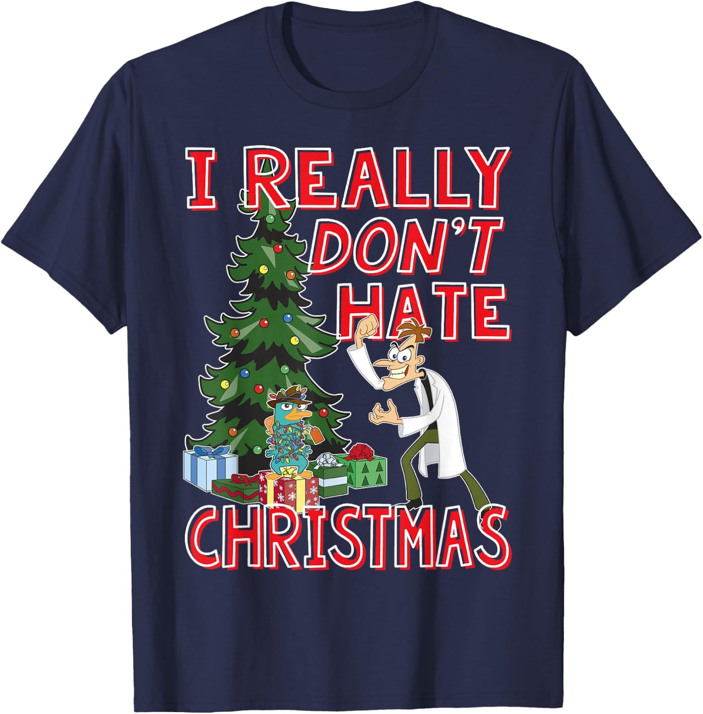 Disney Phineas and Ferb Doof Christmas Quote T-Shirt - T-Shirt | Navy