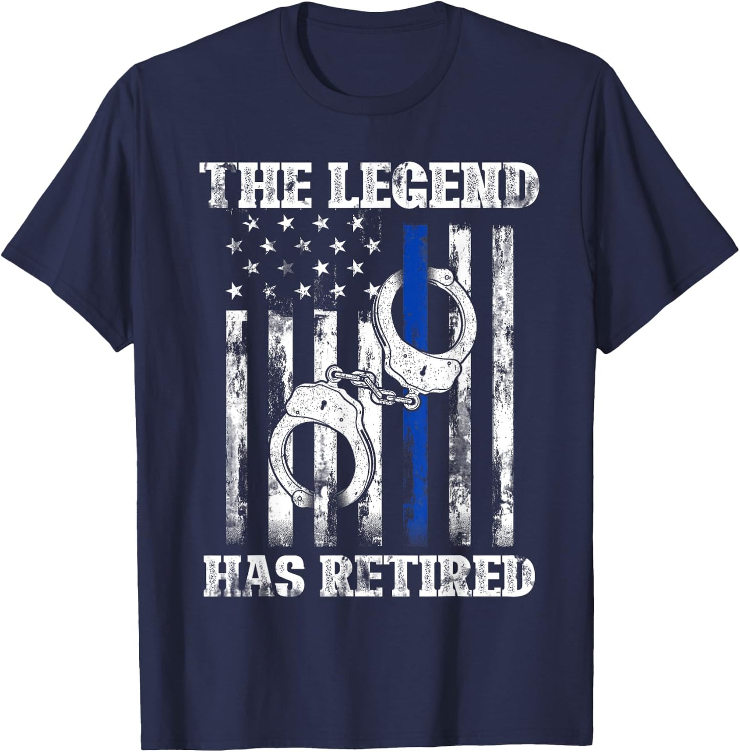 Retired Law Enforcement Officer Thin Blue Line Police T-Shirt - T-Shirt | Navy