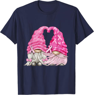 Wear Pink Gnomes For October Breast Cancer Awareness Months T-Shirt - T-Shirt | Navy