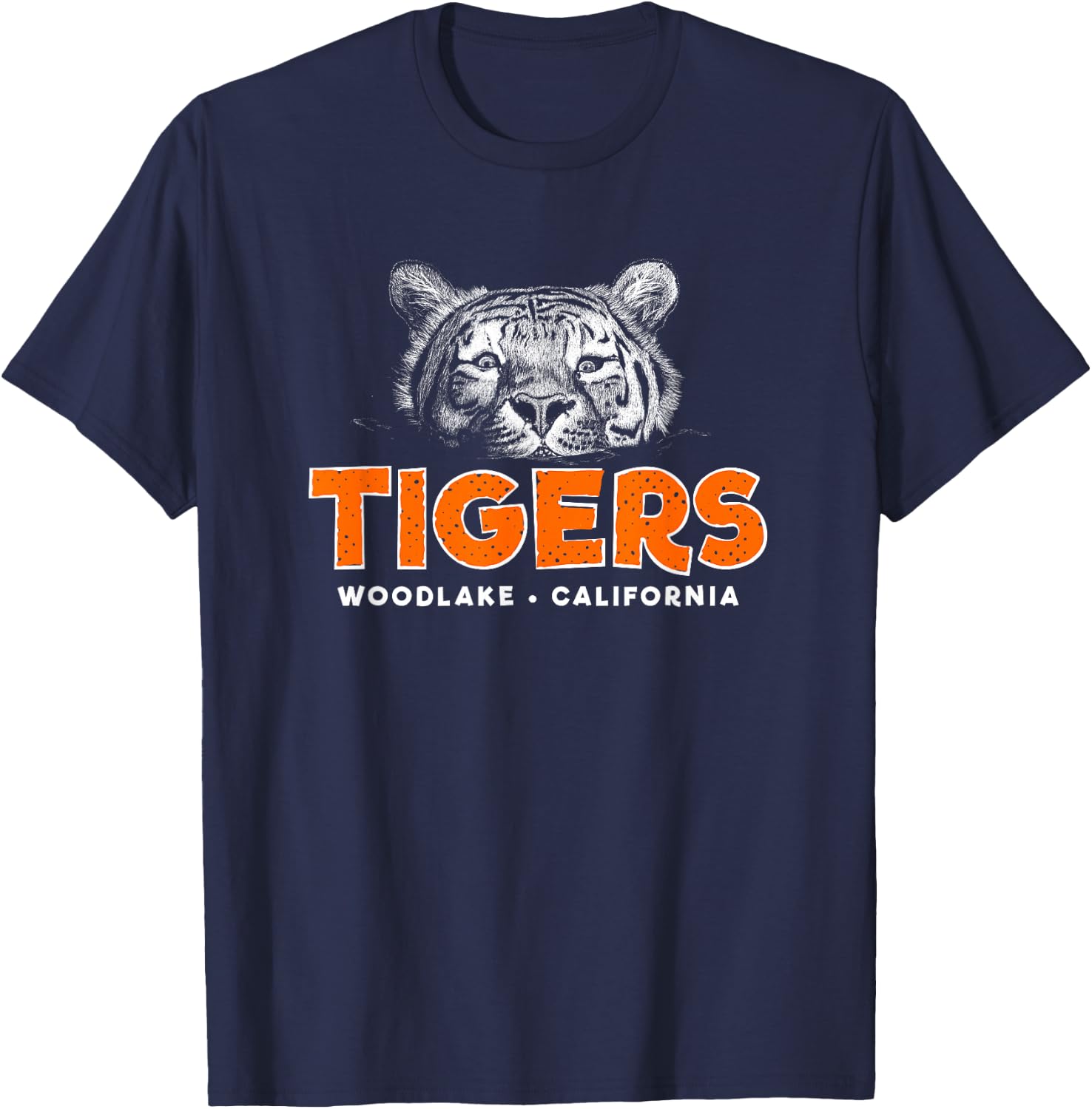Woodlake California Tigers Scratchboard T-Shirt - T-Shirt | Navy