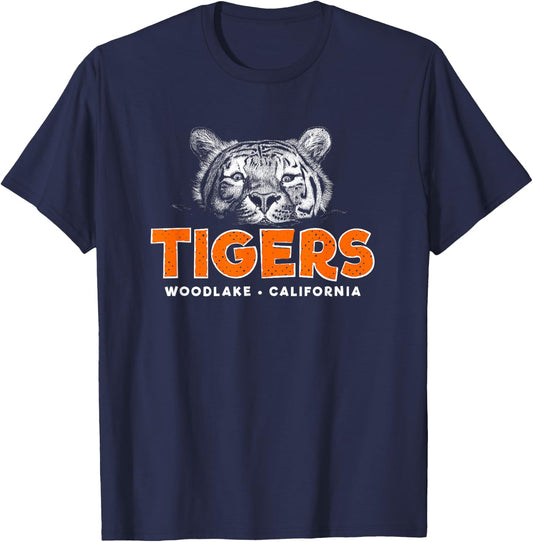Woodlake California Tigers Scratchboard T-Shirt - T-Shirt | Navy