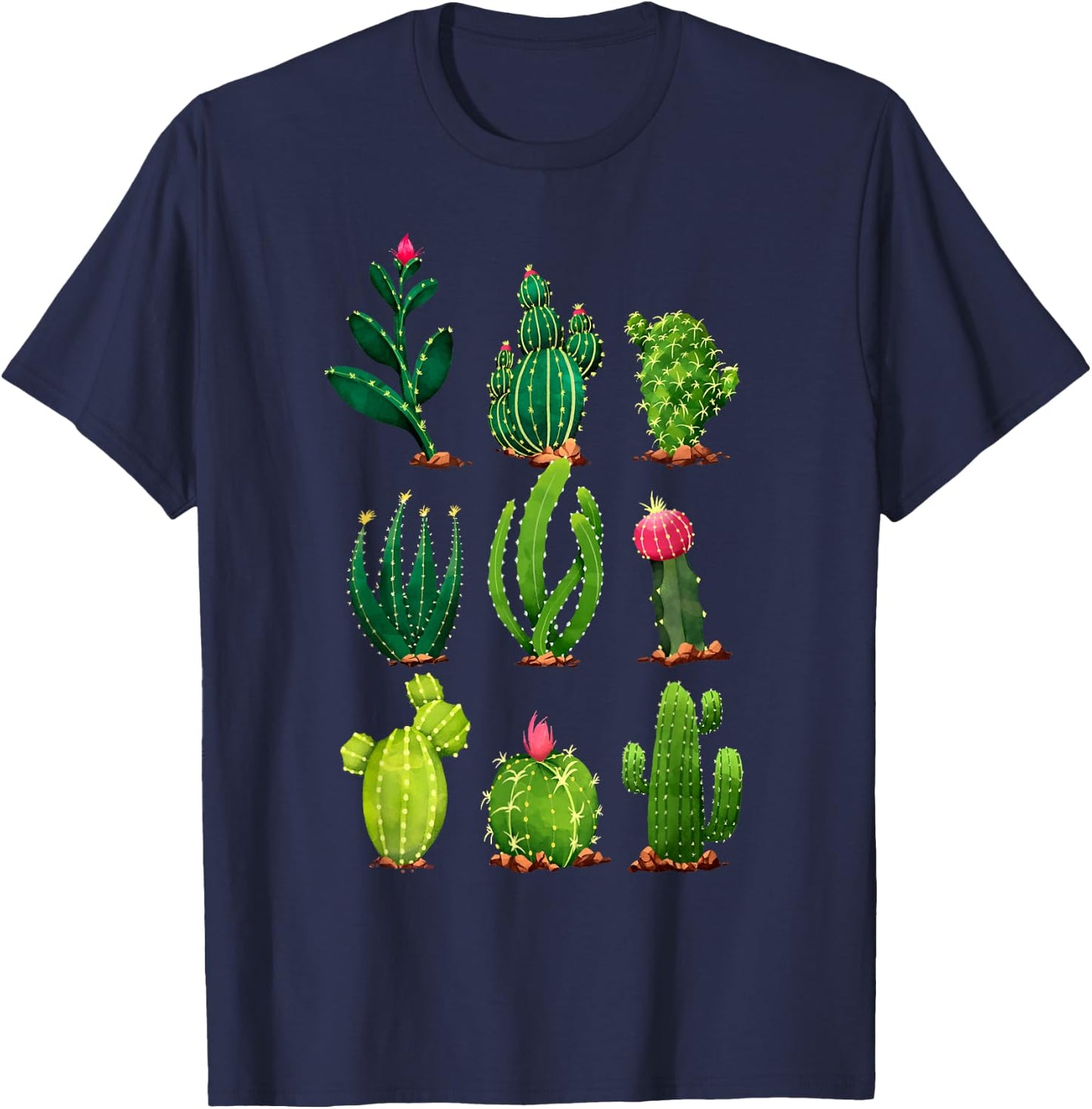Plant Enthusiast Planting Gardener Gifts Cactus Plants , -Adults, Black, Short Sleeve, , Small T-Shirt - T-Shirt | Navy
